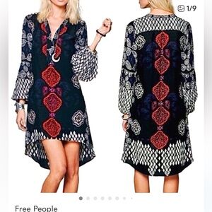 Free People Peacemaker Black and Red High Low Dress